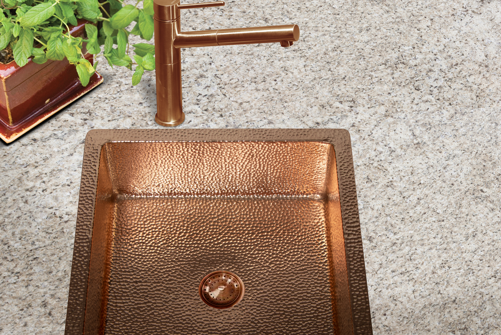 15" Square Hammered Copper Bar Sink